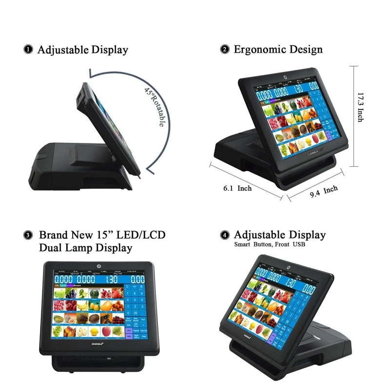 Meetsun ZJ 180C 2 все в одном POS 15''LCD монитор Сенсорный экран Системы кассовый аппарат