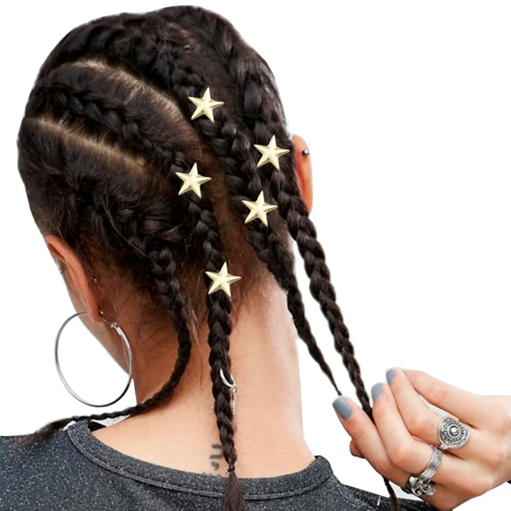 5x Золотая Звезда спираль Rasta Mambo бисер дреды заколка для волос платья аксессуары