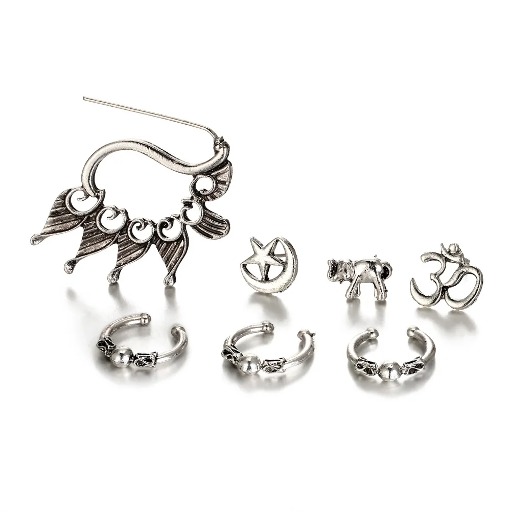 7 шт./компл. женские богемные манжеты для ушей зажимные серьги-клипсы мужские