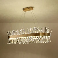 new crystal chandelier rectangle modern led golden restaurant light luxury upscale villa living room crystal light