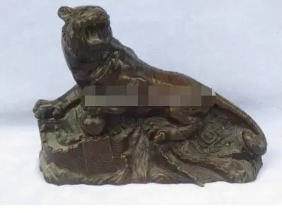 Китайская старая медь/бронза резной тигр на большой стене большая
