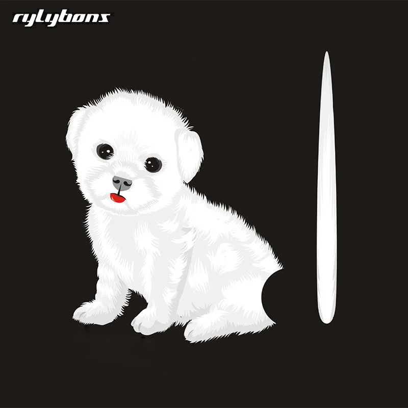 Новые 3D милые белые собаки подвижный хвост наклейки для автомобиля 24 5*24 см