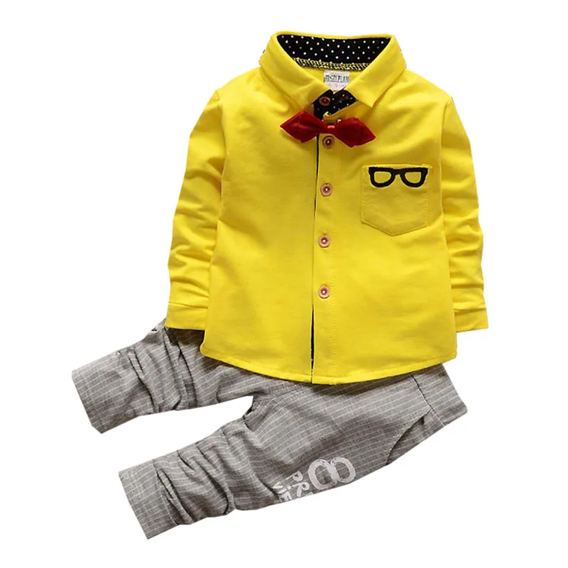 Одежда для мальчиков джентльменов малышей из двух частей с мультяшным принтом