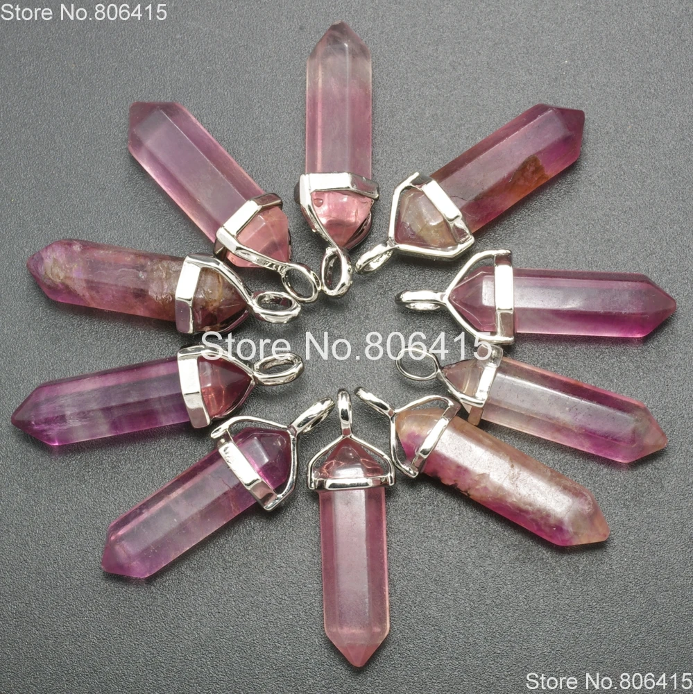 Натуральный фиолетовый флюорит шестигранные драгоценные камни кристалл