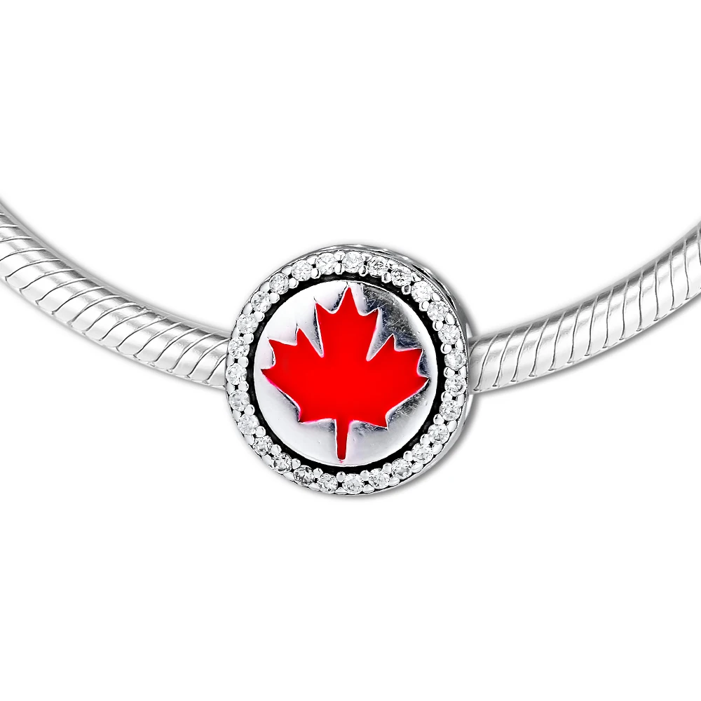 CKK Fit Pandora Браслеты Канада красный кленовый лист подвески стерлингового серебра 925 оригинальные бусины для изготовления ювелирных изделий Шарм Joyas kralen