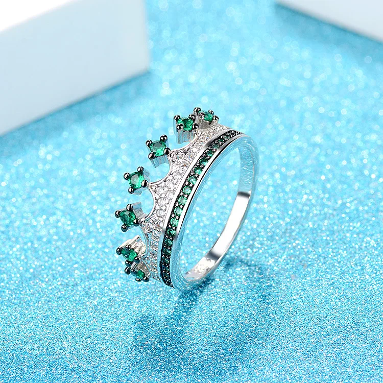 Seanlov Romantic Crown Rings Silver Color Blue Red CZ For Women Fashion Green Zirconia Jewelry Wedding | Украшения и аксессуары
