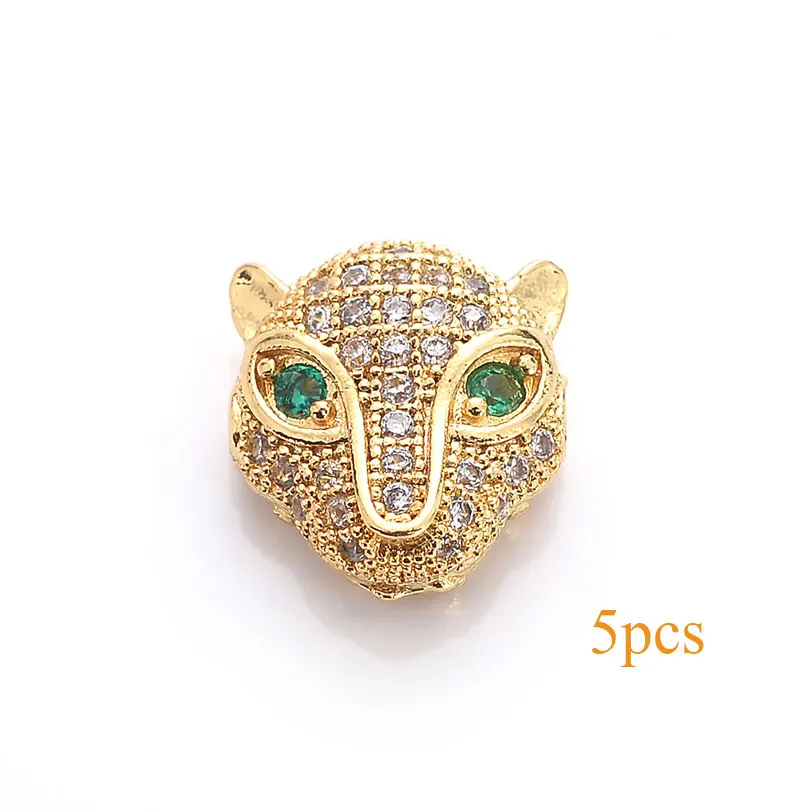 Gold-L Neovivi, 5 шт./партия, медная Корона, бусины, Череп, леопард, распорка для шлема, CZ, микро проложенный кубический цирконий, разъем для изготовления ювелирных изделий - Цвет: Gold-L