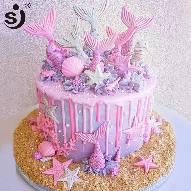 

SJ DIY Christening Mermaid Tail Fondant Cake Decorating Tools 3D Marine Life Fish Fondant Molds Silicone Fondant Mold Sugarcraft