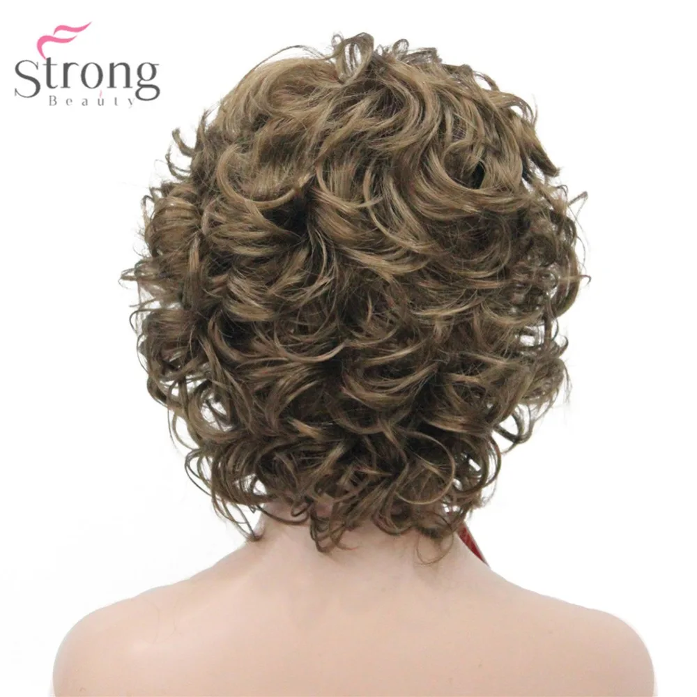 StrongBeauty женский синтетический парик натуральные волосы блонд/черный парик Короткие вьющиеся парики - Color: 12