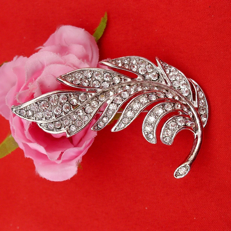 Модные элегантные большие кристаллы стразы перо Свадебный костюм изящная