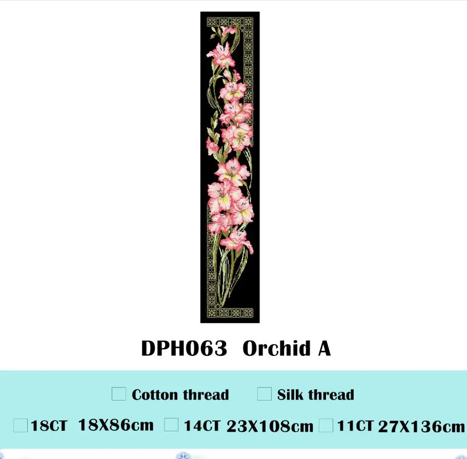 Ирис, Daffodil, Орхидея, вышивка крестом, посылка, цветок Аида, 18ct, 14ct, 11ct, черная ткань, Набор для вышивания, сделай сам, рукоделие - Цвет: Красный