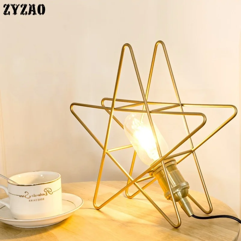 

Nordic Five-pointed Star Table Lamp Bedroom Bedside LED Lamp Study Desk Reading Lighting Desk Lamp Home Deco Makeup Table Lights