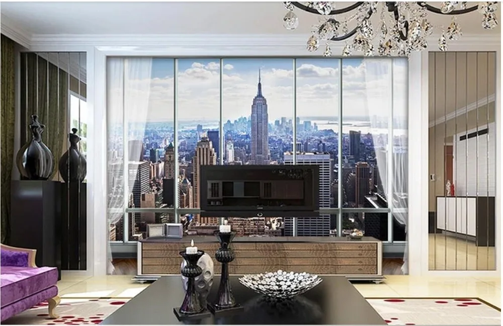 Custom 3d photo wall murals Wallpaper European 3D window high-rise building TV background paper living room decoration | Обустройство
