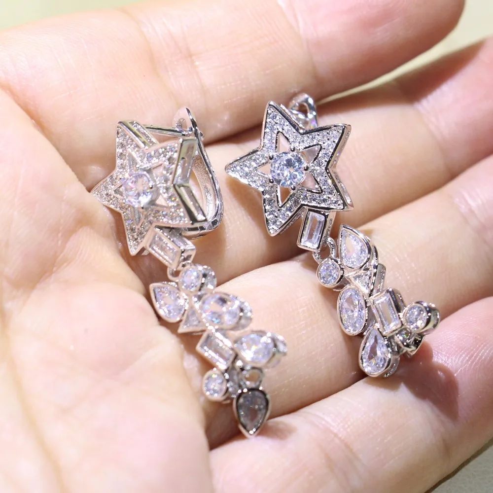 Женские серьги-Клипсы из серебра 925 пробы с фианитом | Украшения и аксессуары
