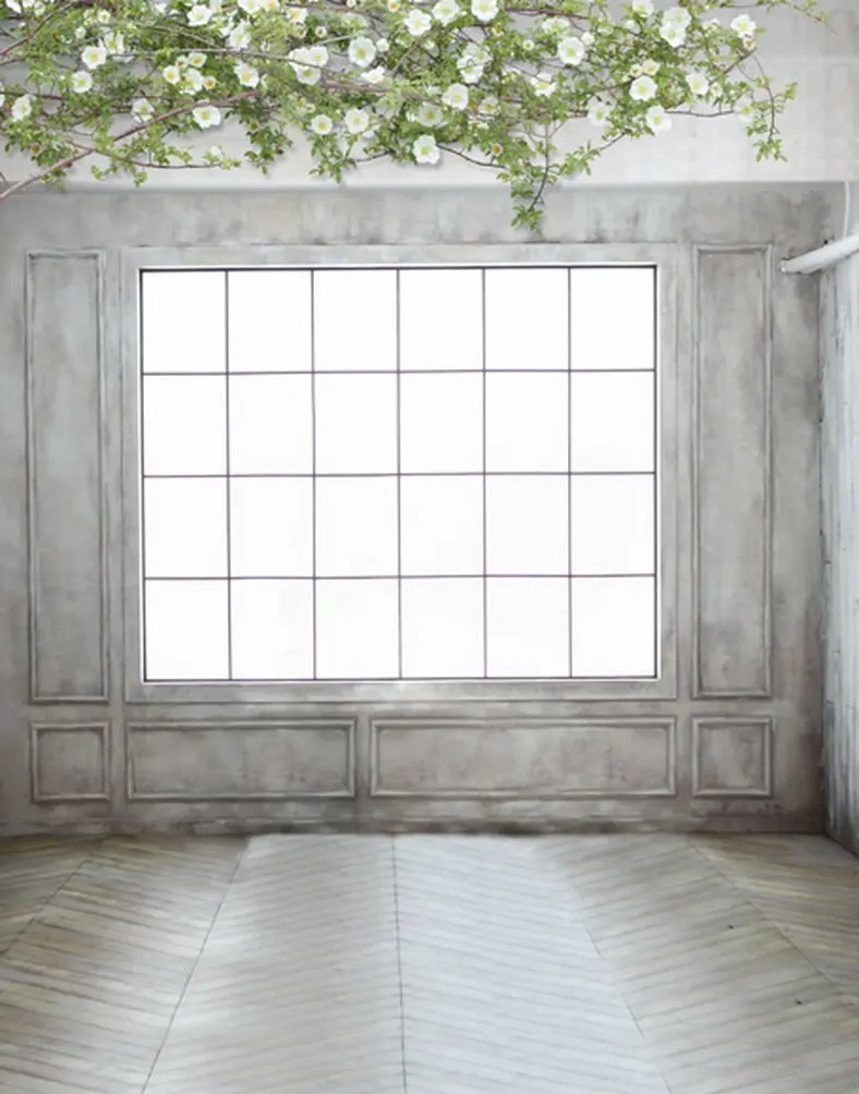 

5x7ft Wooden Floor Flowers Window Photography Backdrops Photo Props Studio Background