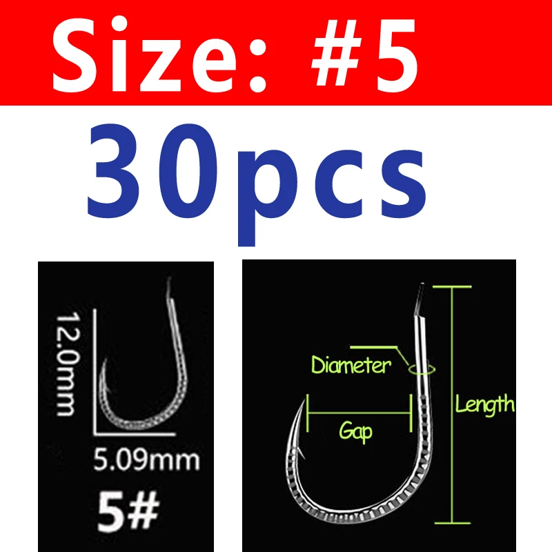 Size 5 30pcs Wifreo 30PCS Silver Color Strong Carp Fishing Hook Barbed Dragon Scale Fish Hook Size 1~ Size 13 Herring Grass Carp Hooks - Цвет: Size 5 30pcs