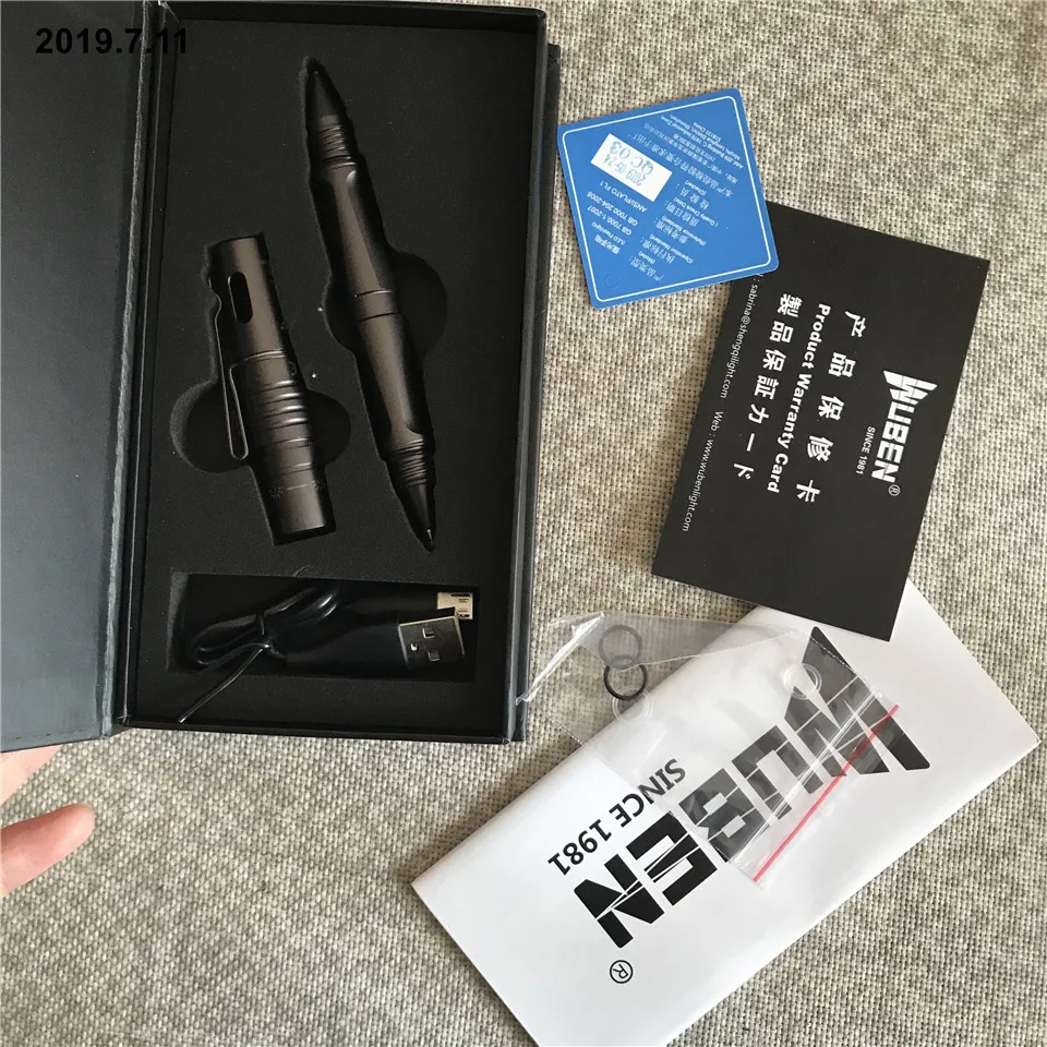 Wuben TP10 конический вольфрамовый стальной защитный 10180 перезаряжаемый Cree светодиодный фонарик Германия Шнайдер 39 запасной пишущий фонарик
