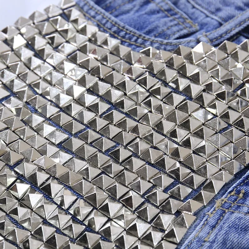 womens fashion brand vintage tassel rivet ripped high waisted short jeans punk sexy hot woman denim shorts free global shipping