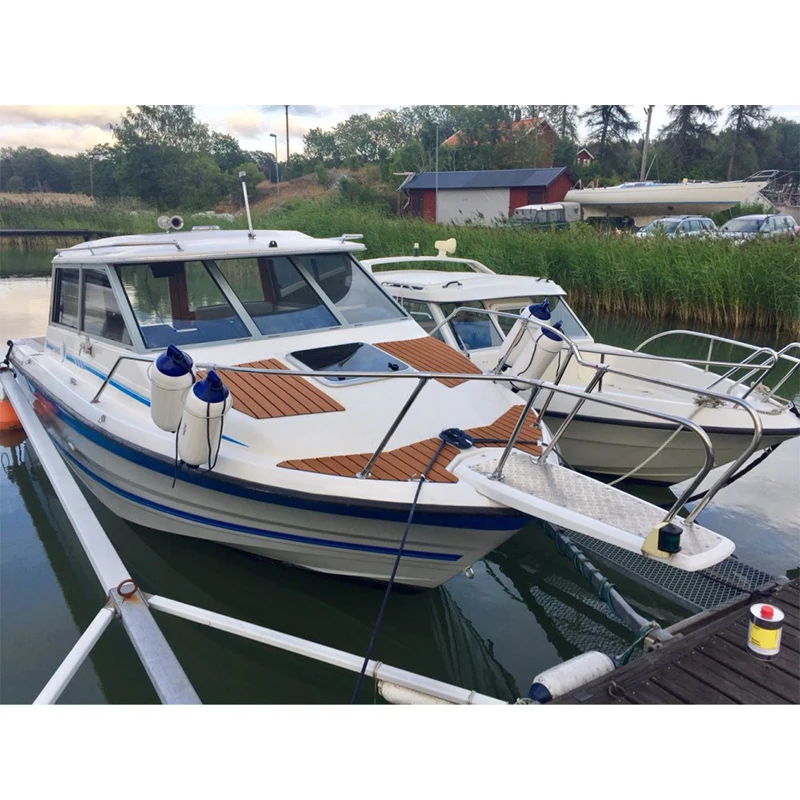 

Self Adhesive EVA Boat Yacht Flooring Faux Imitation Teak Decking Sheet Pad 58x2400x5mm Foam Floor Mat Brown With Balck Strips