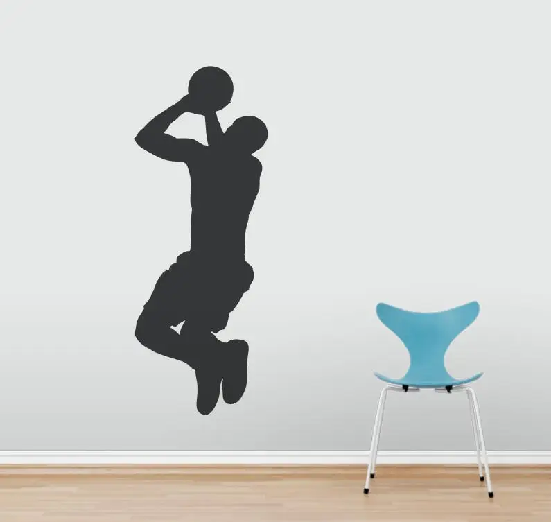 Наклейка на стену в виде баскетбольного силуэта для подростков спальни съемная