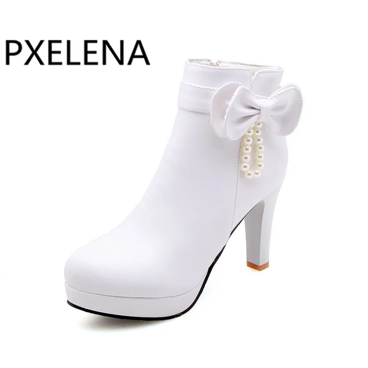 Элегантные свадебные ботильоны PXELENA женские короткие ботинки с круглым носком и