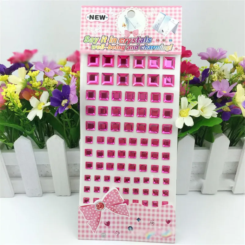 Мультфильм Квадратных Мотив Стразы Стикер Детские Игрушки Flatback Бусы Наклейка