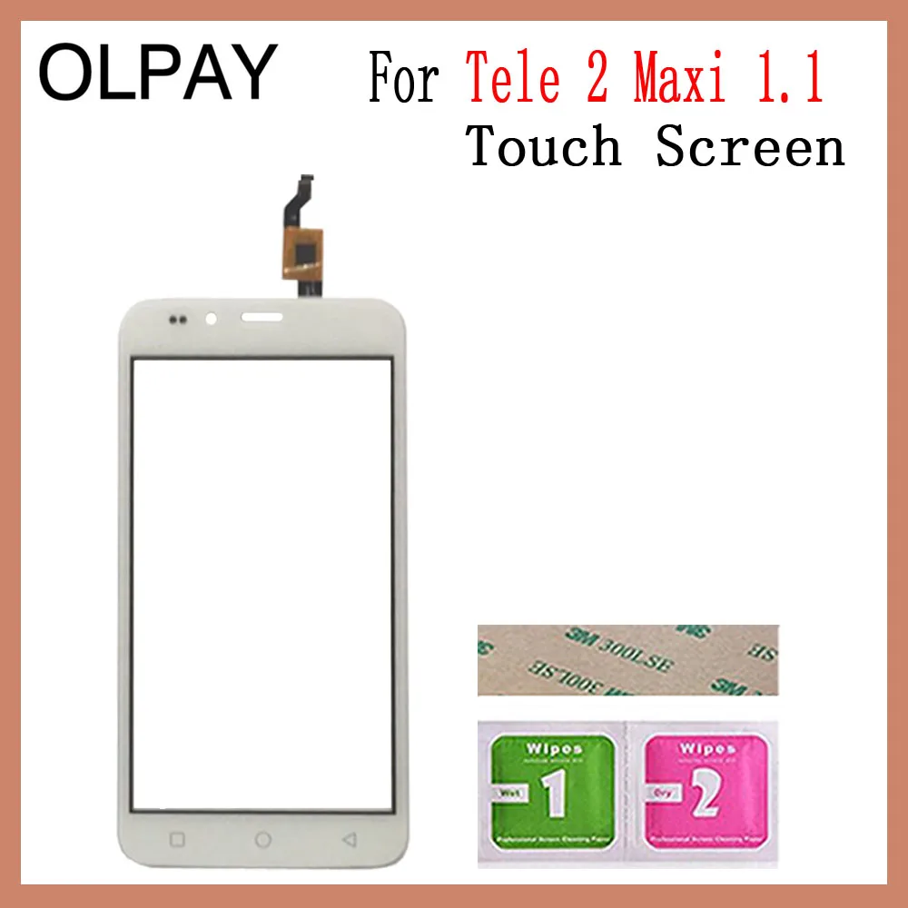White No Tools OLPAY 5,0 ''мобильный телефон для Tele 2 Tele2 Maxi 1,1 сенсорный экран стекло дигитайзер панель объектив сенсор инструменты Бесплатный клей+ салфетки - Цвет: White No Tools