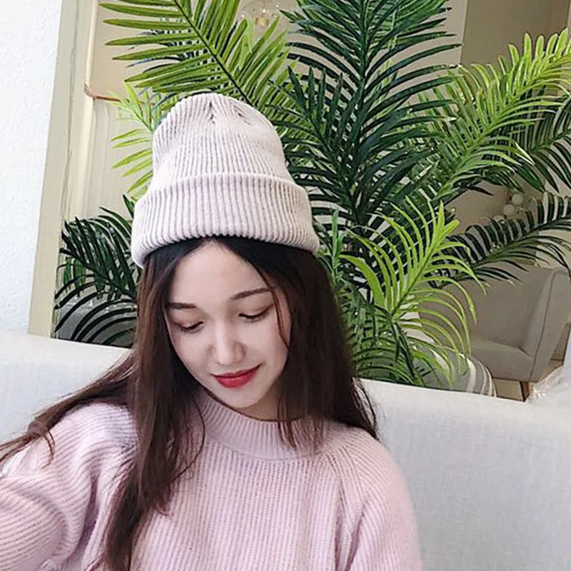 Зимняя шапка для женщин мягкая Skullies шапочки Для теплая человек вязаная Кепки
