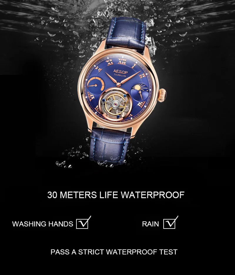 Высококачественные Tourbillon часы с копейкой, мужские роскошные многофункциональные часы с Луной и телефоном, механические часы, мужские часы montre homme 7001