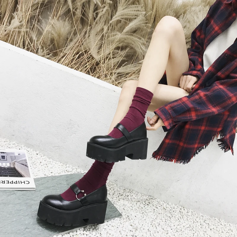 Zapatos Plataforma Mujer Удобная женская обувь на платформе Повседневная Винтажная с