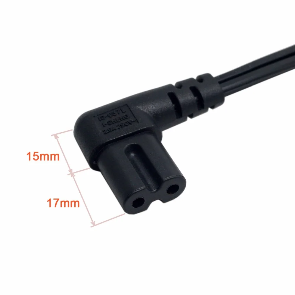 Европа и США 2pin папа до 90 градусов прямоугольный IEC 320 IEC320 C7 кабель питания 1 м 100 см