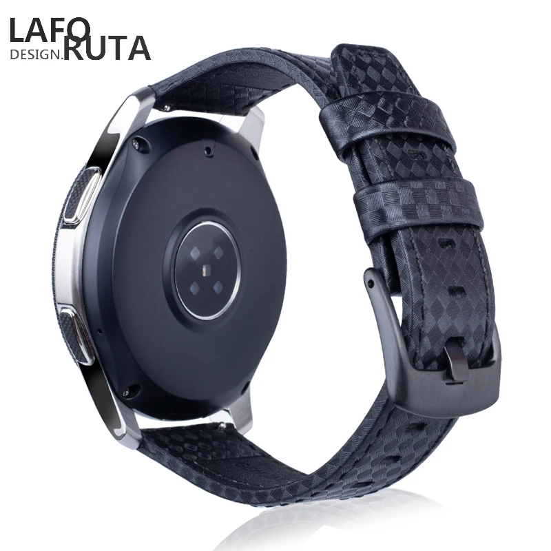 Laforuta 22 мм Quick Release роскошный черный карбоновый кожаный ремешок для часов для samsung gear S3 Classic/Frontier Galaxy 46 мм