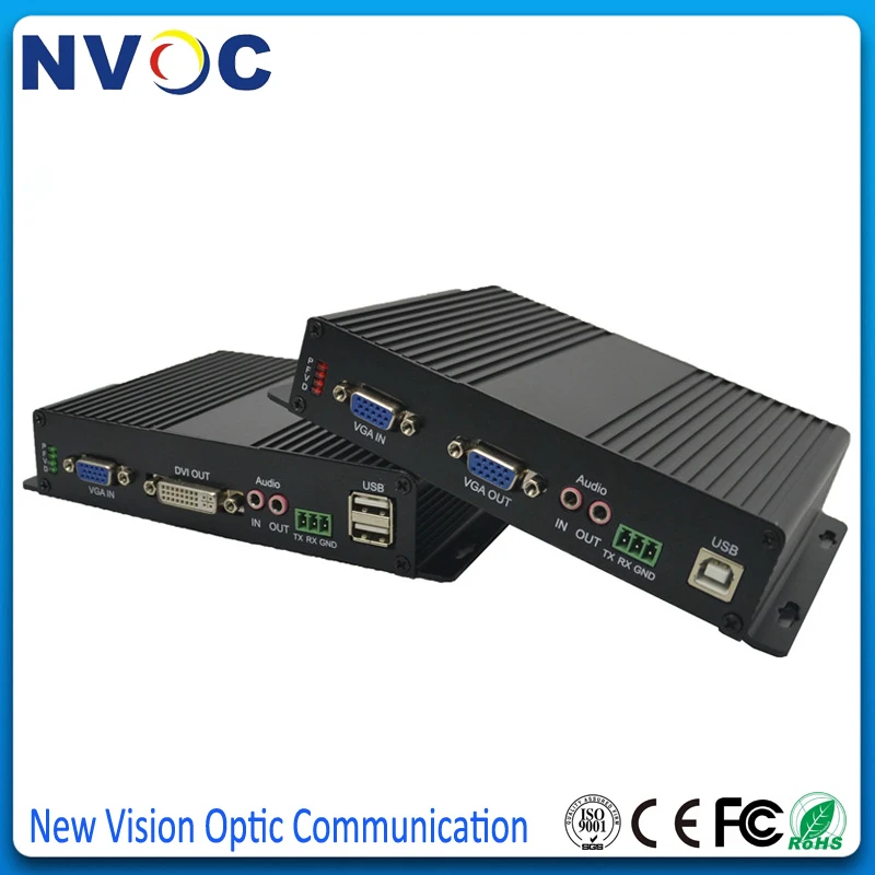 VGA KVM волоконно оптический конвертер USB мышь и клавиатура аудио удлинитель