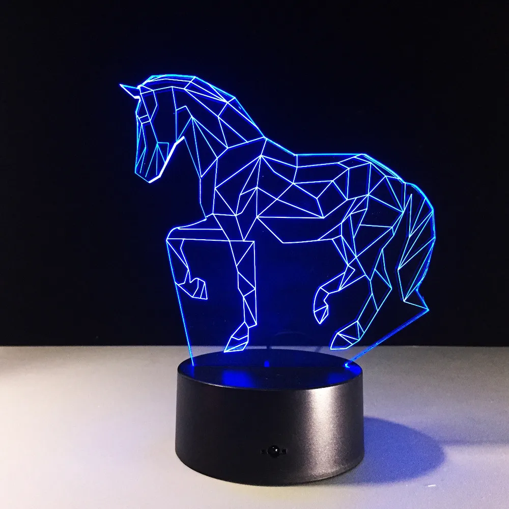 Лошадь светодиодный ночник USB Новинка подарки 7 цветов Изменение животных 3D светодиодный настольный светильник как украшение дома низкая стоимость Прямая поставка