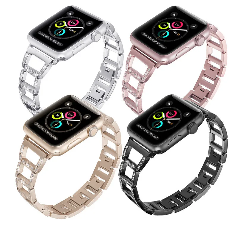 Модные женские туфли со стразами цепи часы ремешок для Apple Watch группа 38 мм Bling Металл Нержавеющая сталь ремешок для iWatch Sport& издание