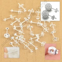 100pcs 925 sterling silver connect ear pin pairs stud earrings 925 back stoppers post handmade jewelry findings