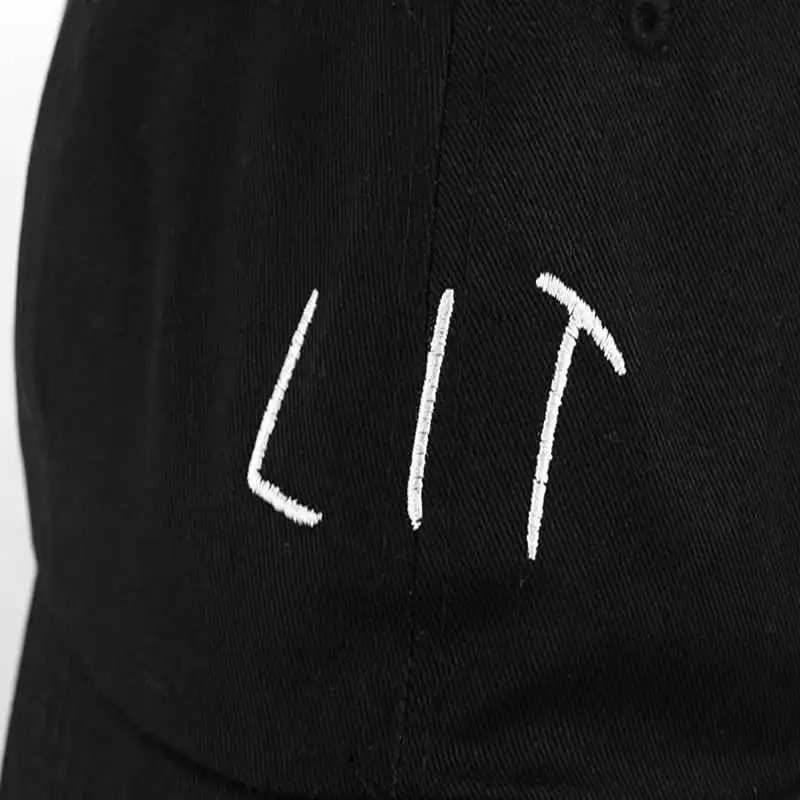 Шляпа для папы с вышитым принтом LIT 100% хлопок бейсболка Кости Черная кепка 6