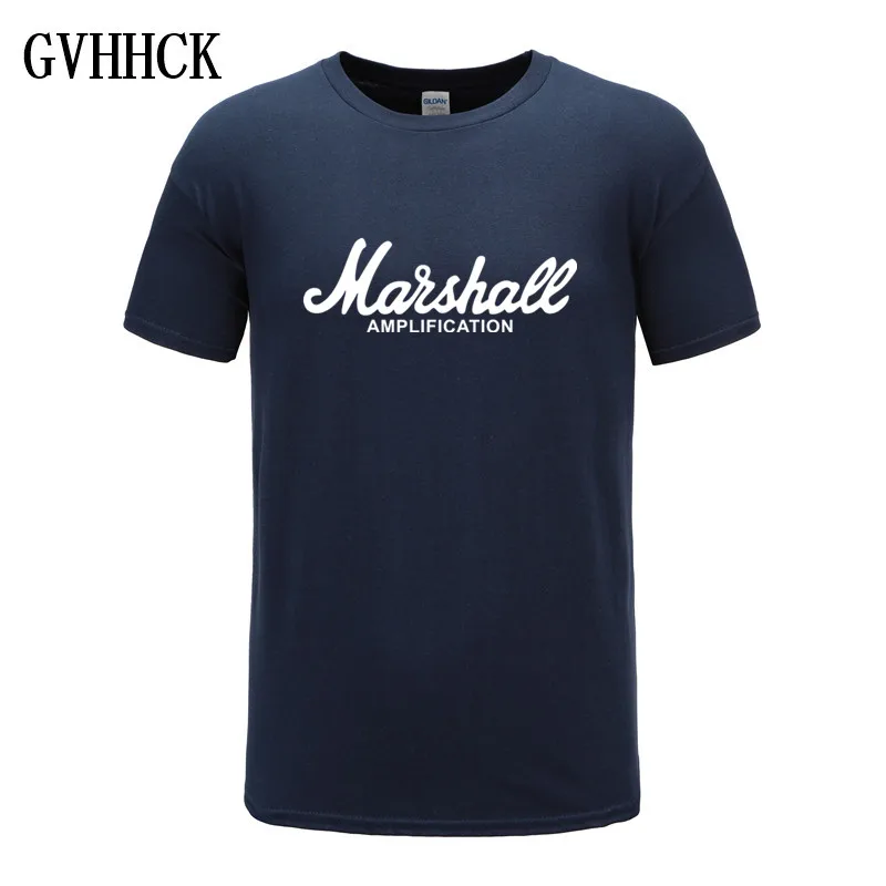 Navy Футболка Marshall с логотипом Amps Amplification Guitar Hero Hard Rock Cafe Music Muse, топы, футболки для мужчин, модные футболки Harajuku - Цвет: Navy