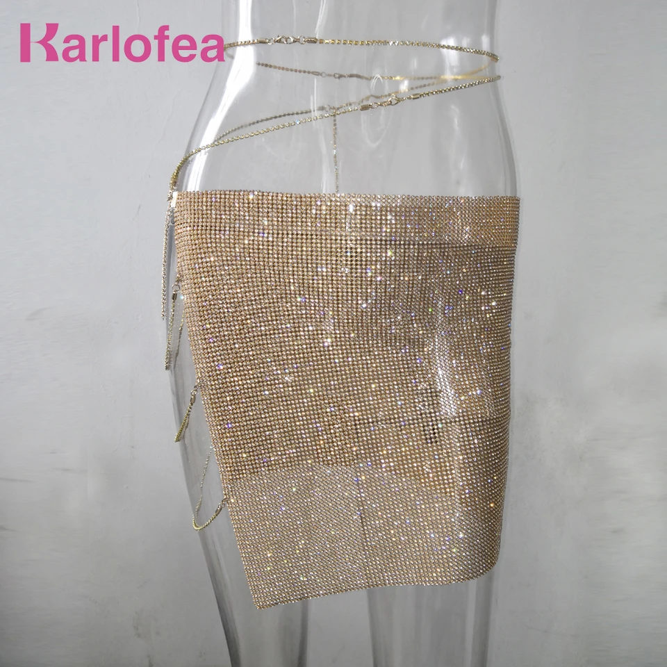 Karlofea 2018 новая клубная ночная юбка весна женские Стразы со стразами боковая