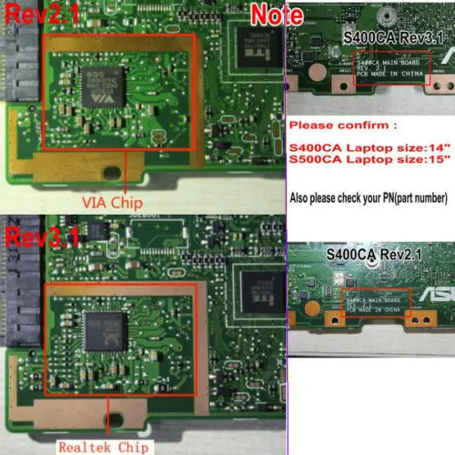 Asepcs S400CA материнская плата для ноутбука ASUS S400CA S500CA S400C S500C S400 S500 тестовая оригинальная материнская плата 4G ram I5 cpu