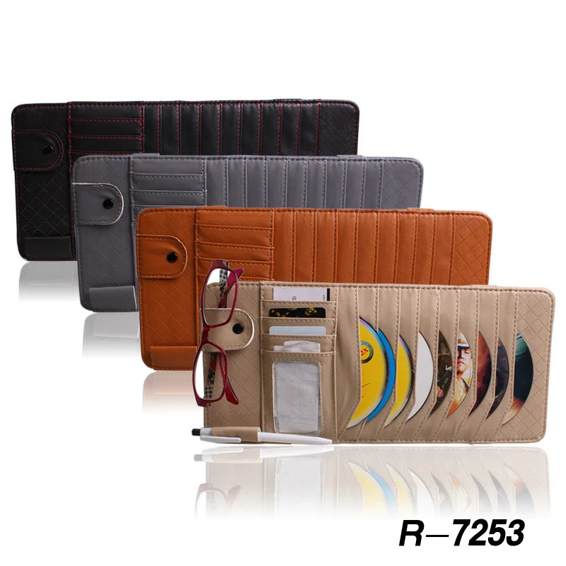 2pcs Lism Sunglasses Card Organizer Sun Visor Sunshade Sleeve Wallet Clips Car CD DVD Holder Disc Leather Storage Media Case | Электроника