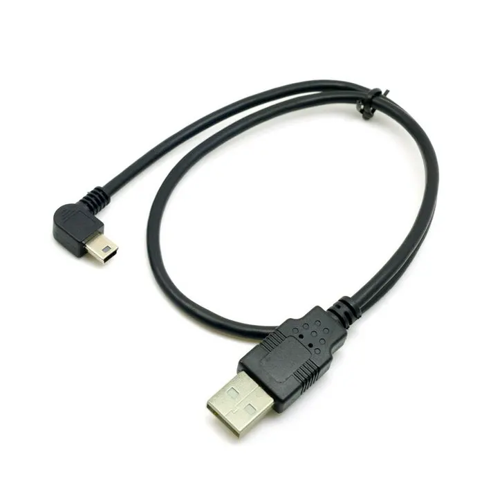 50 см 90 градусов угловой мини USB Тип B к 2 0 Мужской кабель для передачи данных и