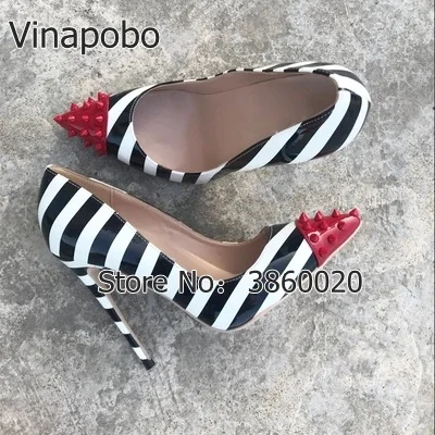 Женские туфли-лодочки с заклепками Vinapobo пикантные на высоком каблуке 12 см/10 см/8