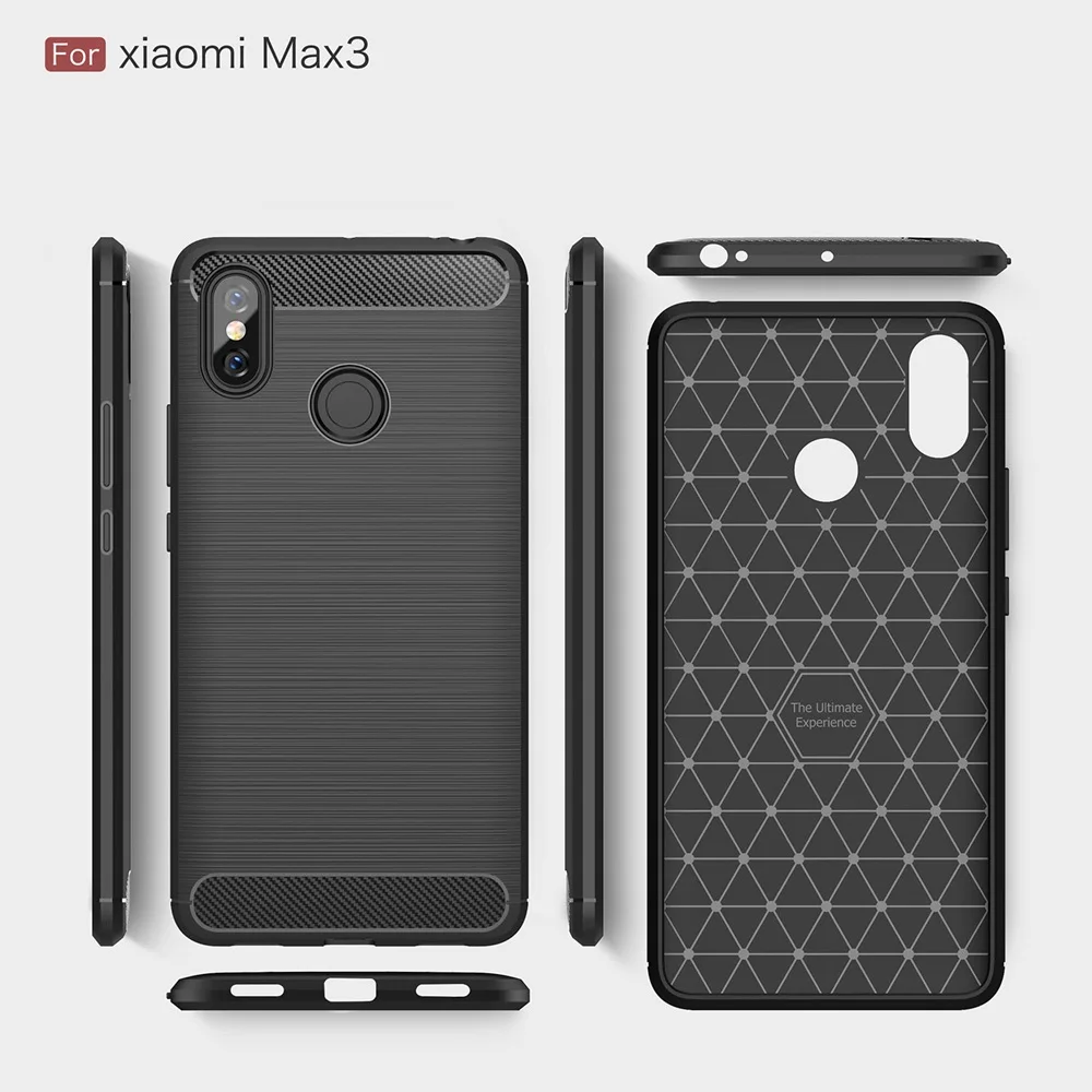 Чехол для телефона Xiaomi Mi Max 3 из углеродного волокна Мягкий ТПУ силиконовый