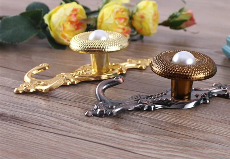 Европейский Золото стены крюк Шторы Аксессуары Декор окна Пластик Металл Pearl крюк для Гостиная Tieback повязки T111#30