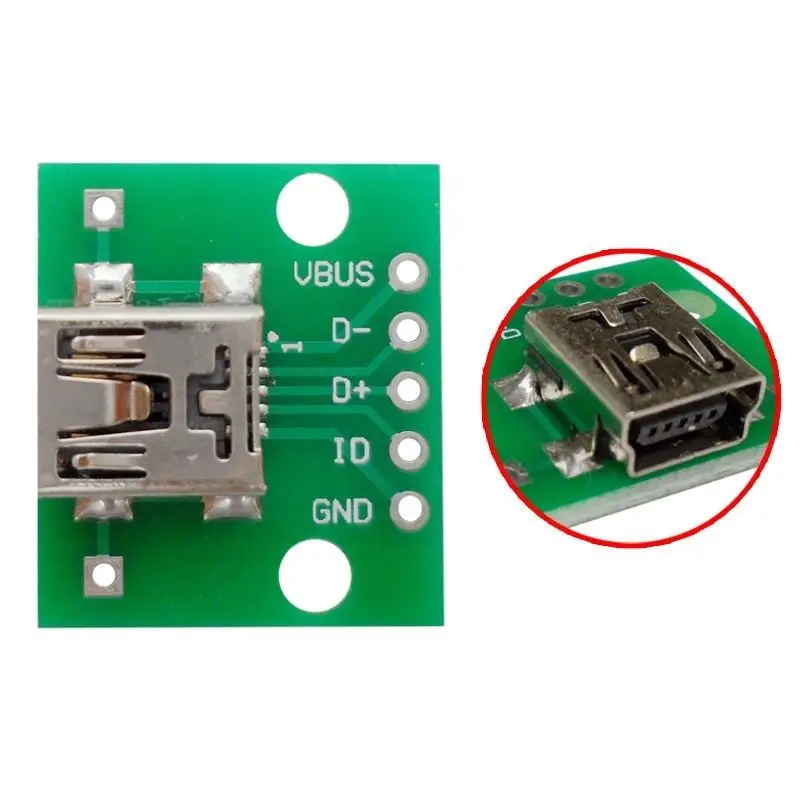 

5pcs Mini USB to DIP Adapter Converter for 2.54mm PCB Board DIY Power Supply NEW