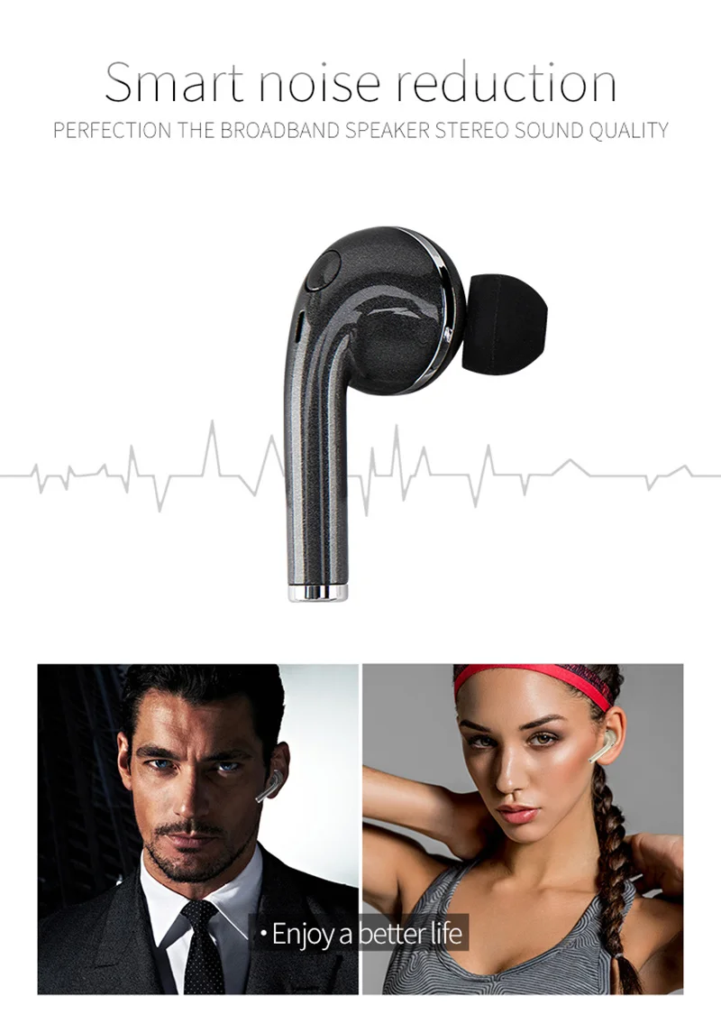 Мини наушники Bluetooth вкладыши беспроводные с микрофоном для iPhone 6 7 8 X Xiaomi Samsung Android