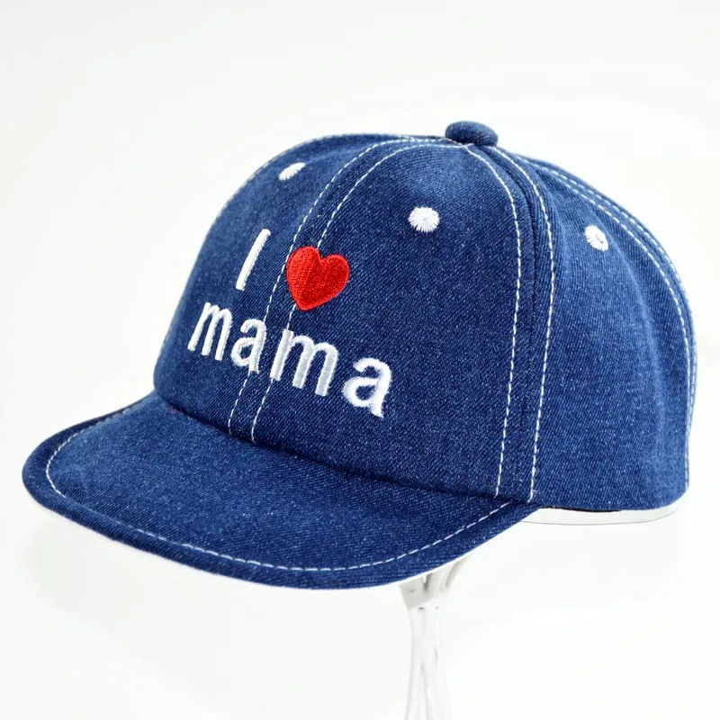 Детская джинсовая бейсболка I Love Mama летняя шапка кепка от солнца для мальчиков и