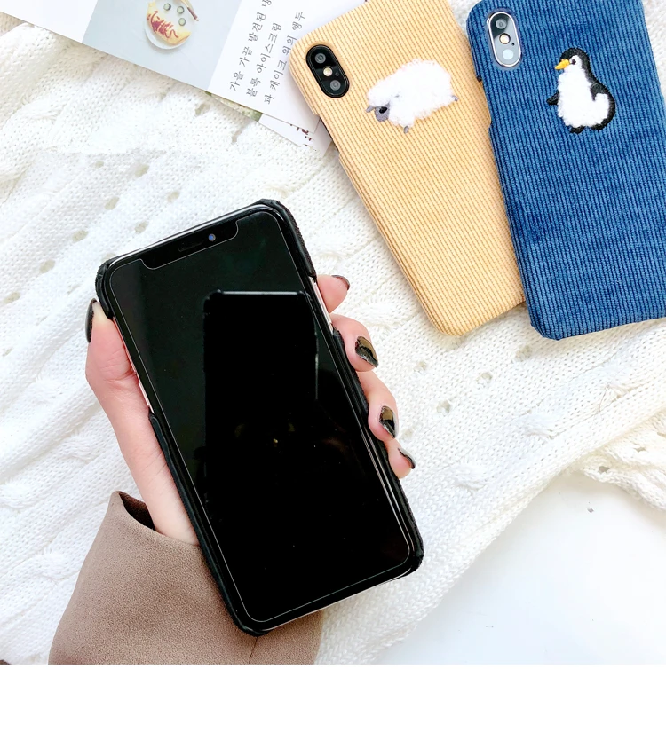 Тканевый чехол для iPhone 6 6S 7 8 Plus X 11 Pro Max милый с рисунком овечки пингвина Тедди