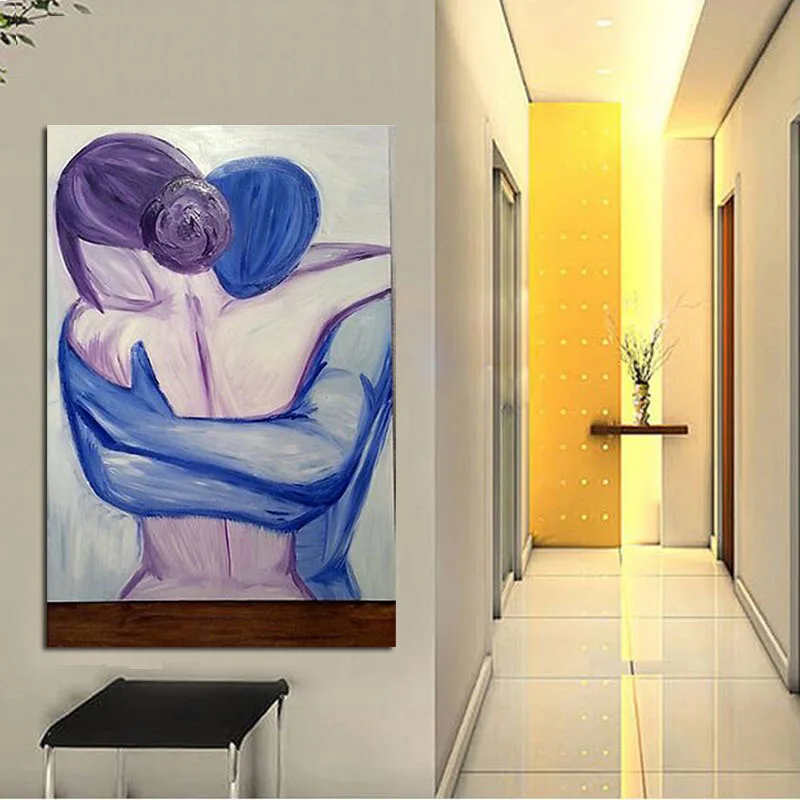 100% ручная роспись изящных стен абстрактный стиль картина маслом для пары